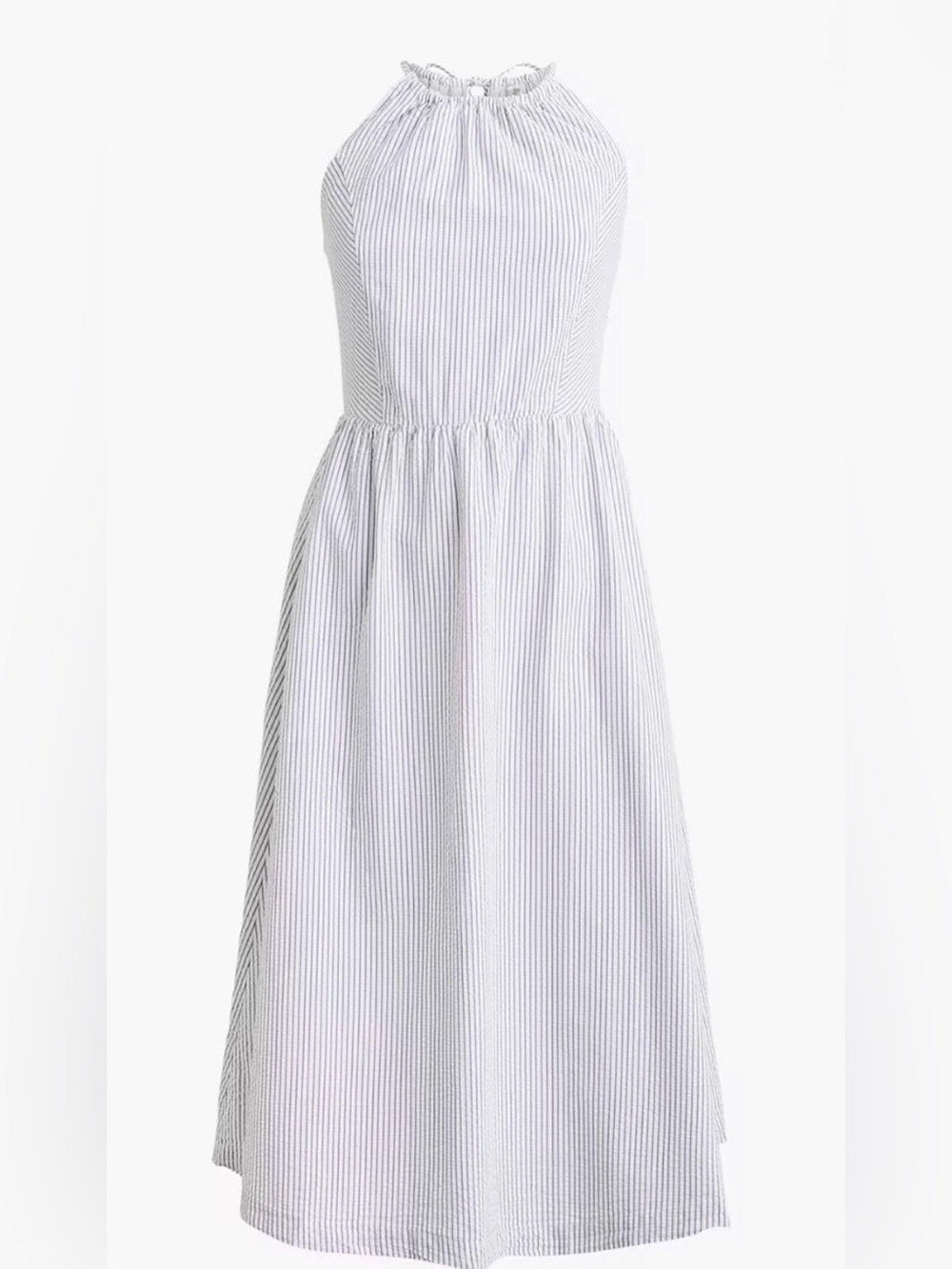 NWT J. Crew Blue and White Seersucker Halter Summer Dress